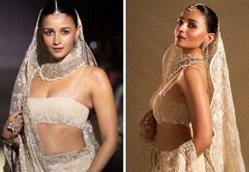 Alia Bhatt Wears Custom Manish Malhotra Saree and 310-Carat Pearl Choker for Mijwan Show