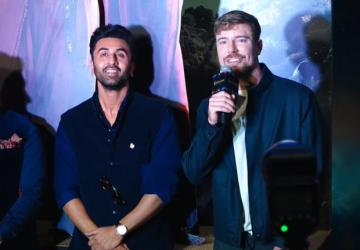 Ranbhir Kapoor Teaches MrBeast to Say 'Jai Shri Ram' at Mumbai Ramayana Event