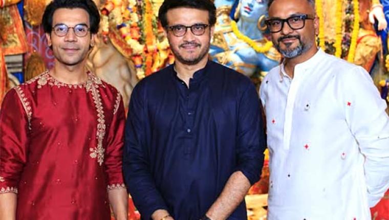 Rajkummar Rao and Ankur Garg Celebrate Mahashtami with Sourav Ganguly in Kolkata