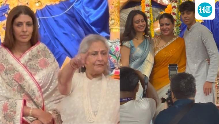 Jaya Bachchan and Shweta Bachchan Join Kajol, Nysa, and Yug for Durga Puja Celebrations