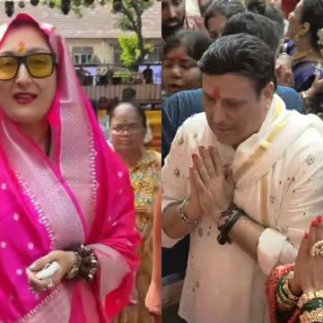 Govinda Visits Lalbaugcha Raja with Komal Rani Swarnkar While Wife Sunita Ahuja Attends Separately