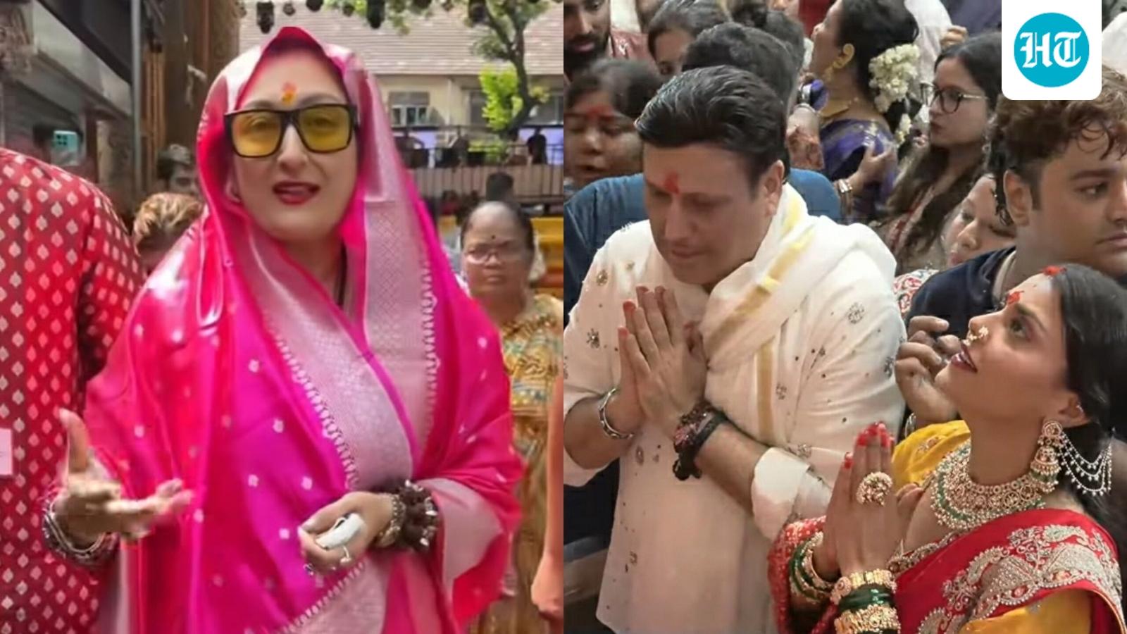 Govinda Visits Lalbaugcha Raja with Komal Rani Swarnkar While Wife Sunita Ahuja Attends Separately