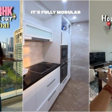 Inside a Dubai 1BHK Rental Featuring an All-White Palette and Skyline Views