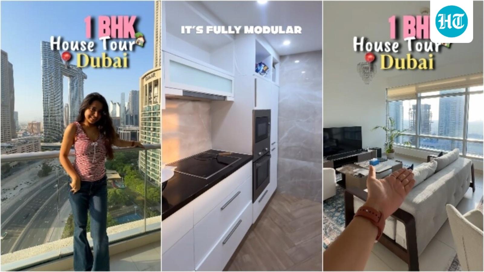 Inside a Dubai 1BHK Rental Featuring an All-White Palette and Skyline Views