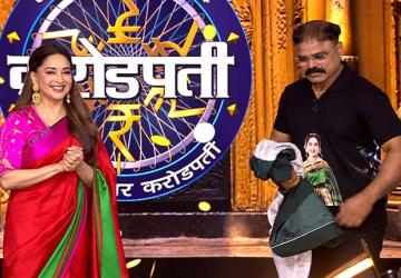Fan Surprises Madhuri Dixit with T-Shirt Photo on Kon Honar Crorepati