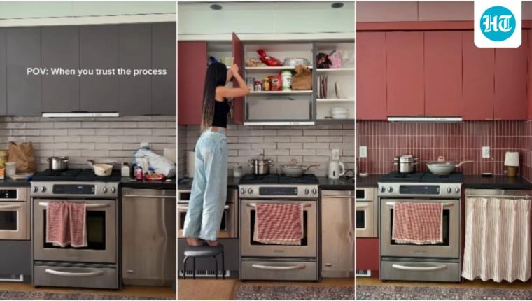 NYC Content Creator Gives 600-Square-Foot Rental Kitchen a Burgundy Makeover