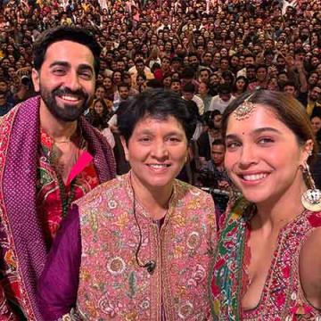 Ayushmann Khurrana and Sharvari Celebrate ‘Jai Ambe’ at Falguni Pathak’s Garba Night