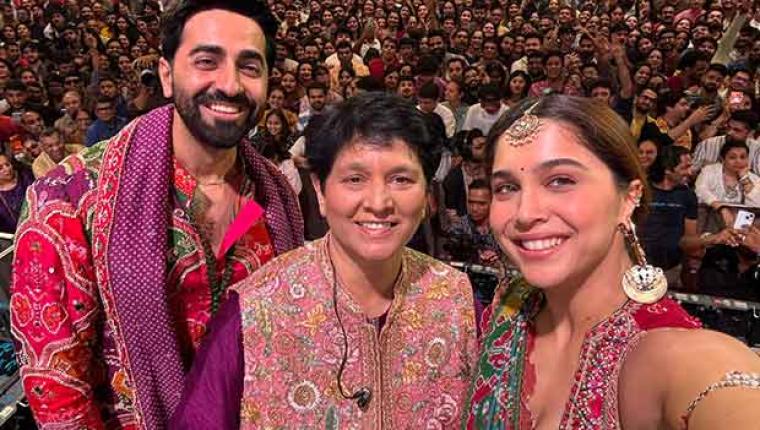 Ayushmann Khurrana and Sharvari Celebrate ‘Jai Ambe’ at Falguni Pathak’s Garba Night