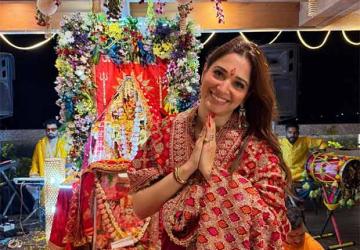 Tamannaah Bhatia Attends Mata Ki Chowki on the First Day of Navratri