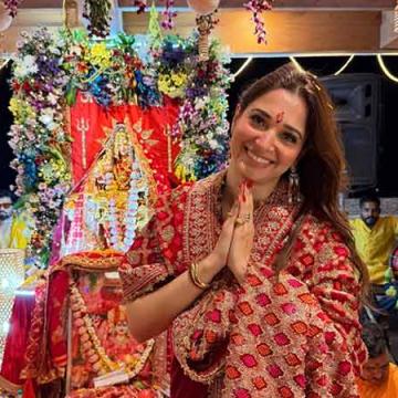 Tamannaah Bhatia Attends Mata Ki Chowki on the First Day of Navratri