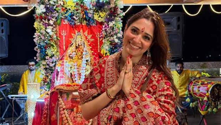 Tamannaah Bhatia Attends Mata Ki Chowki on the First Day of Navratri