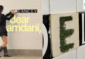 NYC Artist Replaces Missing Subway Tile with Chia Sprouts Art